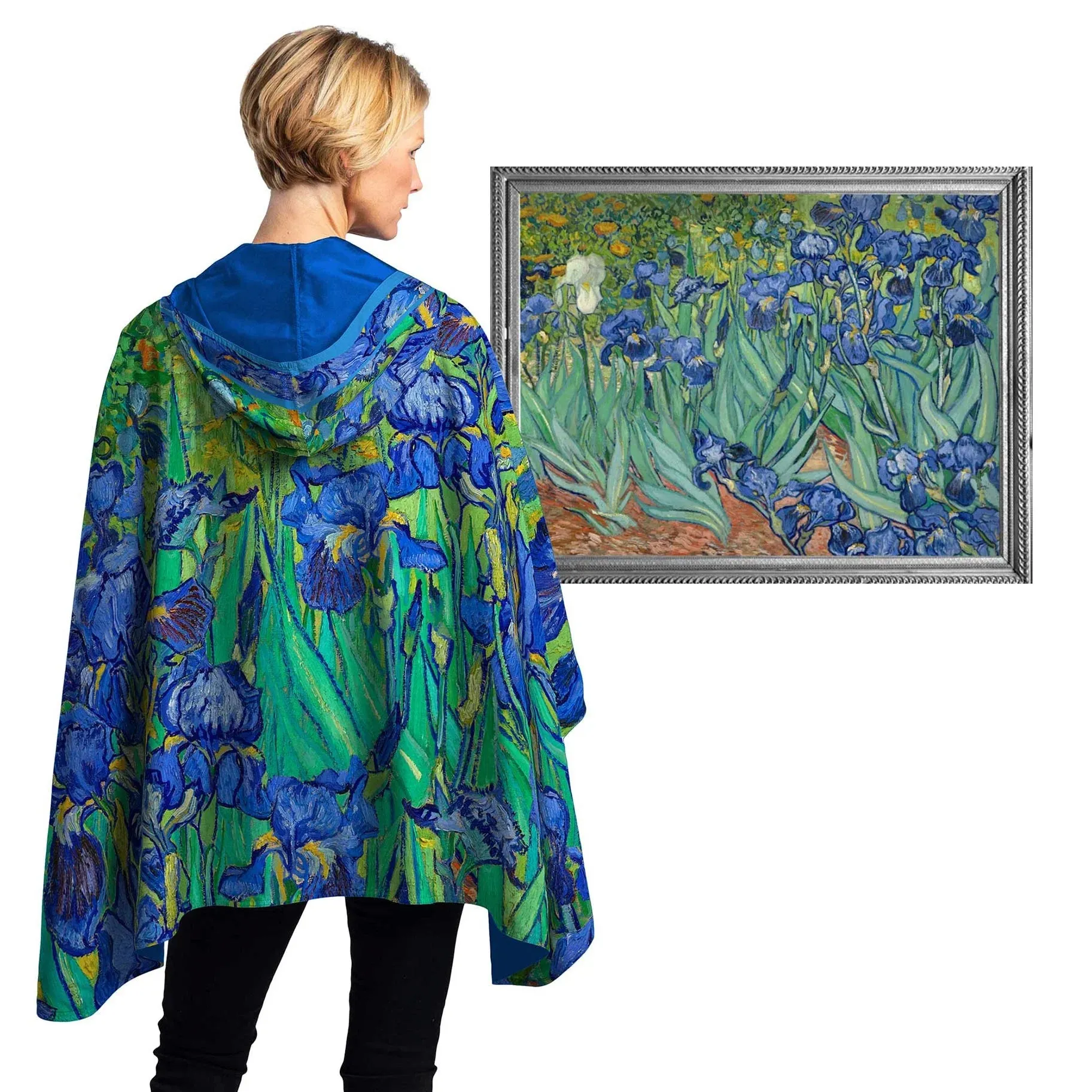 Reversible Rain Poncho - Van Gogh Irises