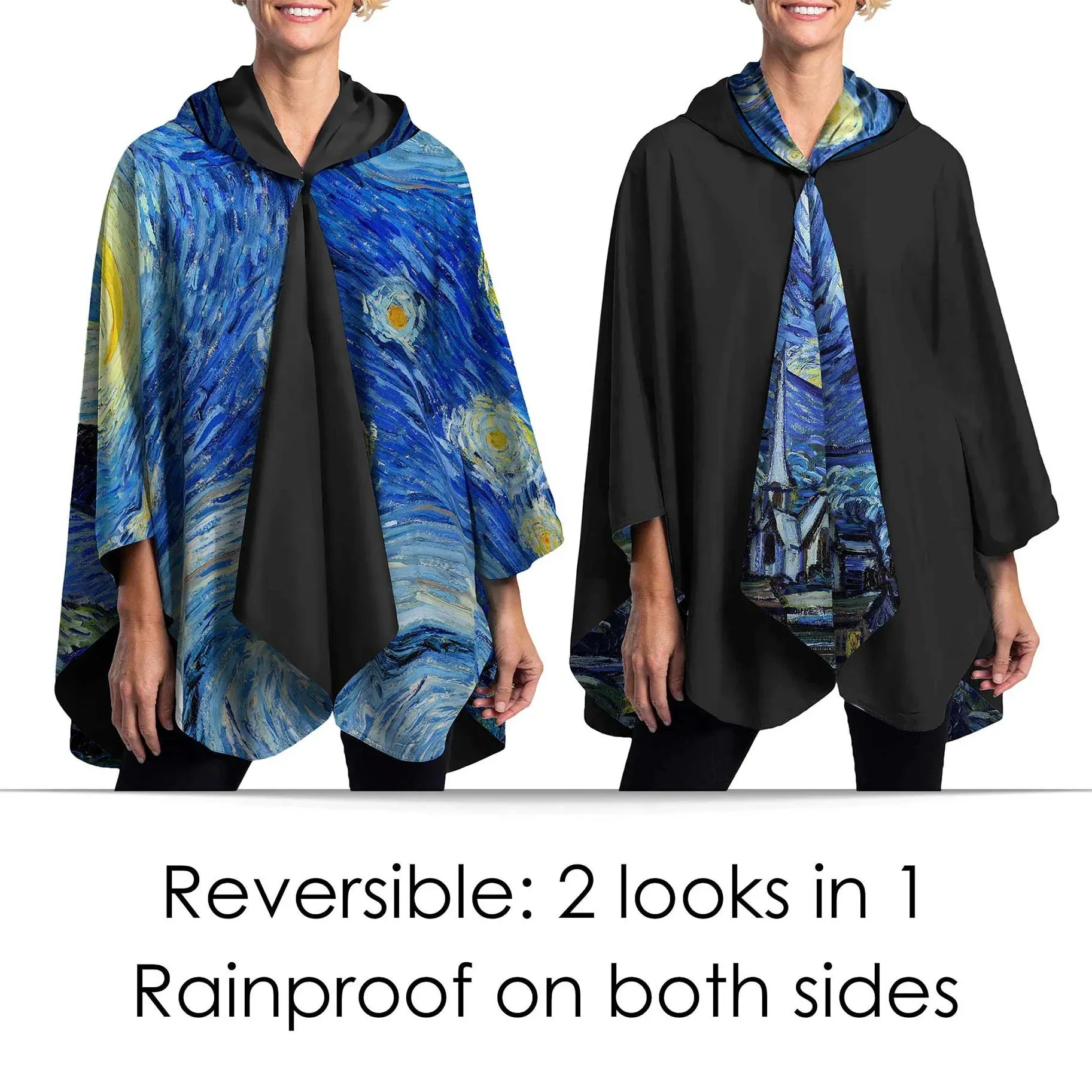 Reversible Rain Poncho - Van Gogh Irises