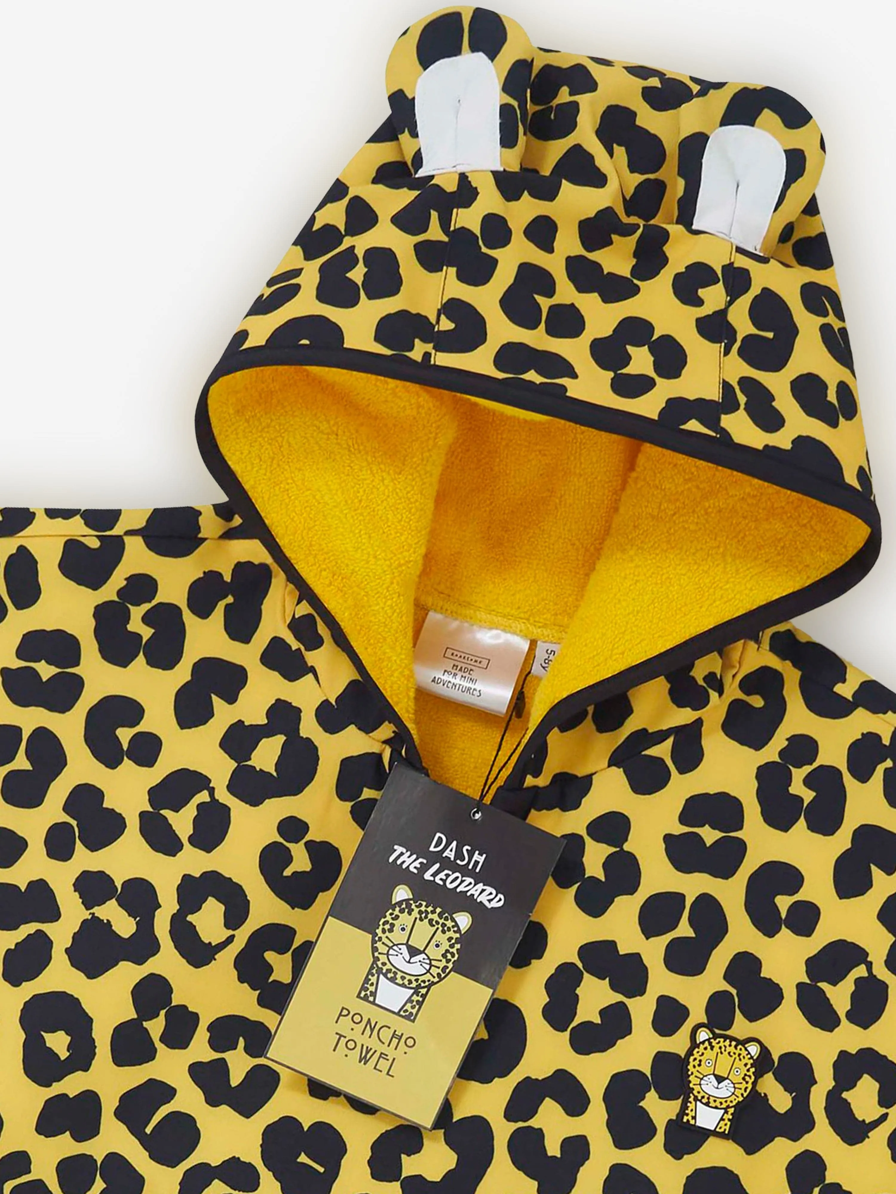 Roarsome Girls Dash The Leopard Poncho Towel in Yellow