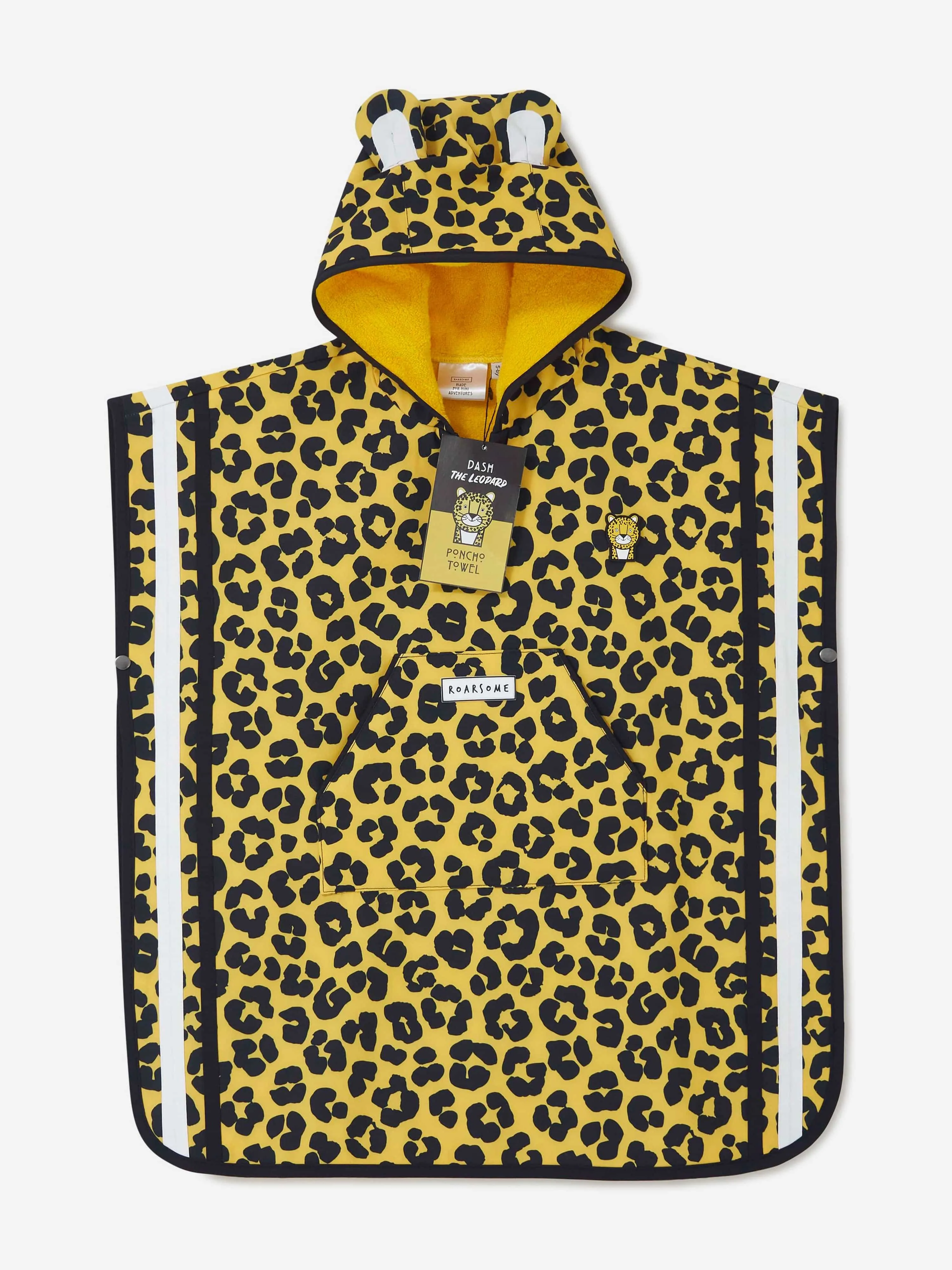 Roarsome Girls Dash The Leopard Poncho Towel in Yellow