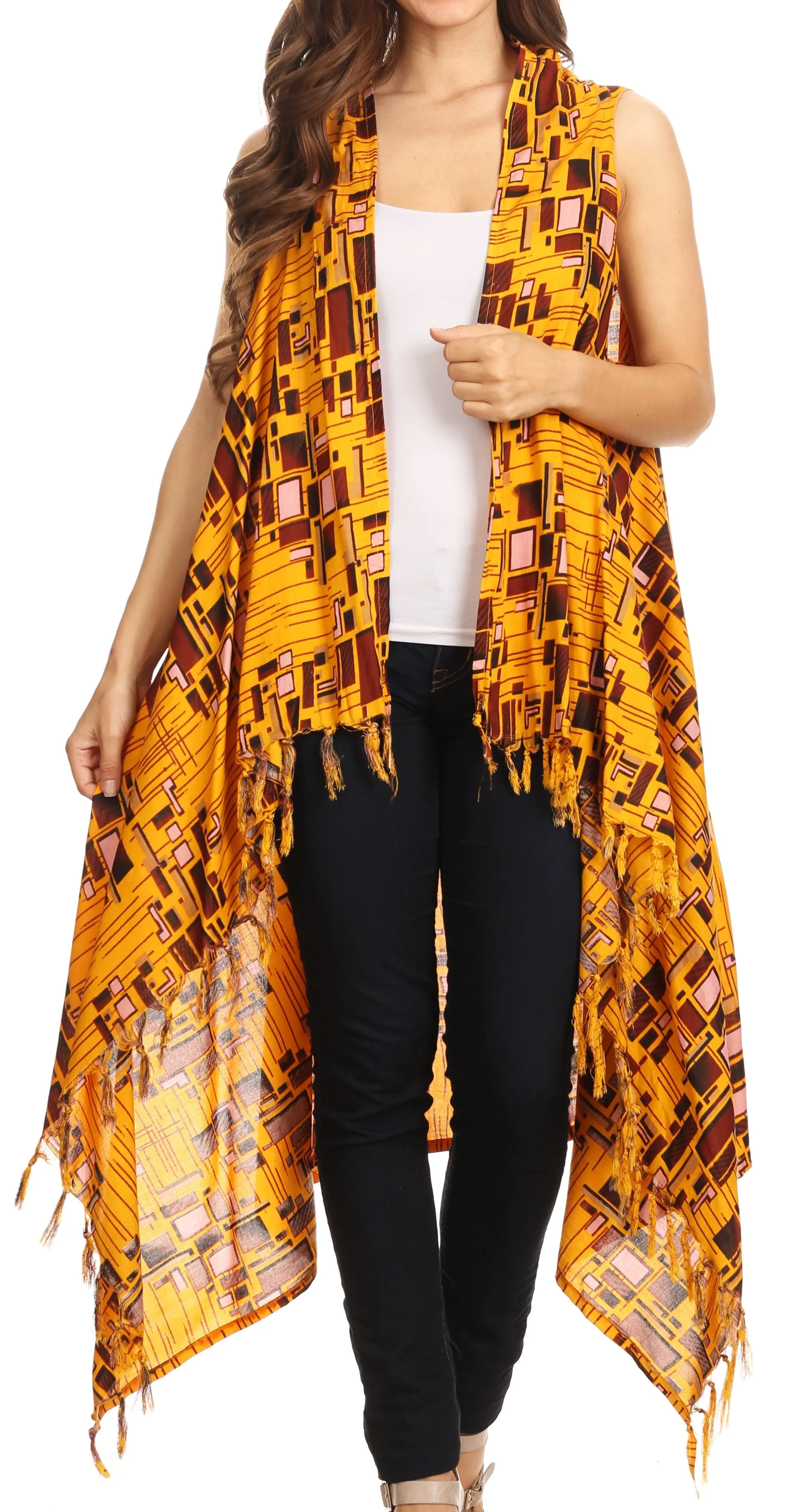 Sakkas Hatice Light Colorful Poncho Wrap Cardigan Top with African Ankara Print