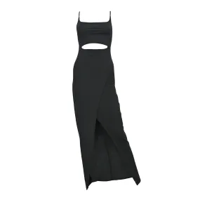 Selena Modal Cutout Slit Dress - Black