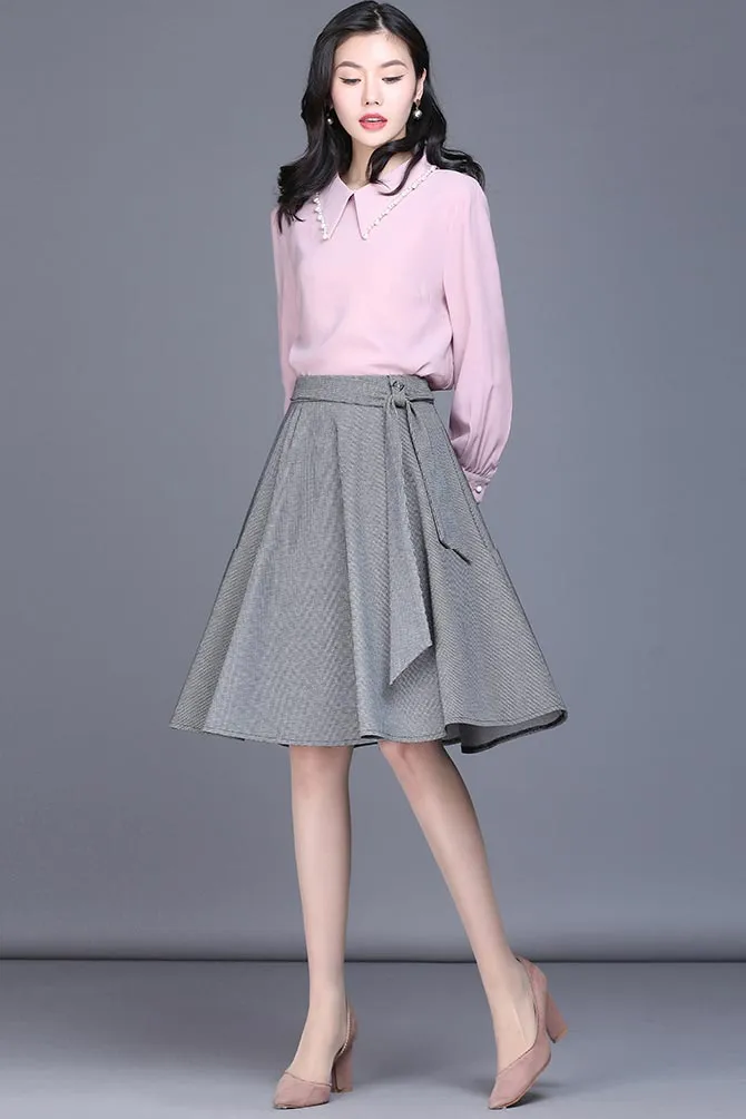 spring high waist women commuter pleated skirt CYM320