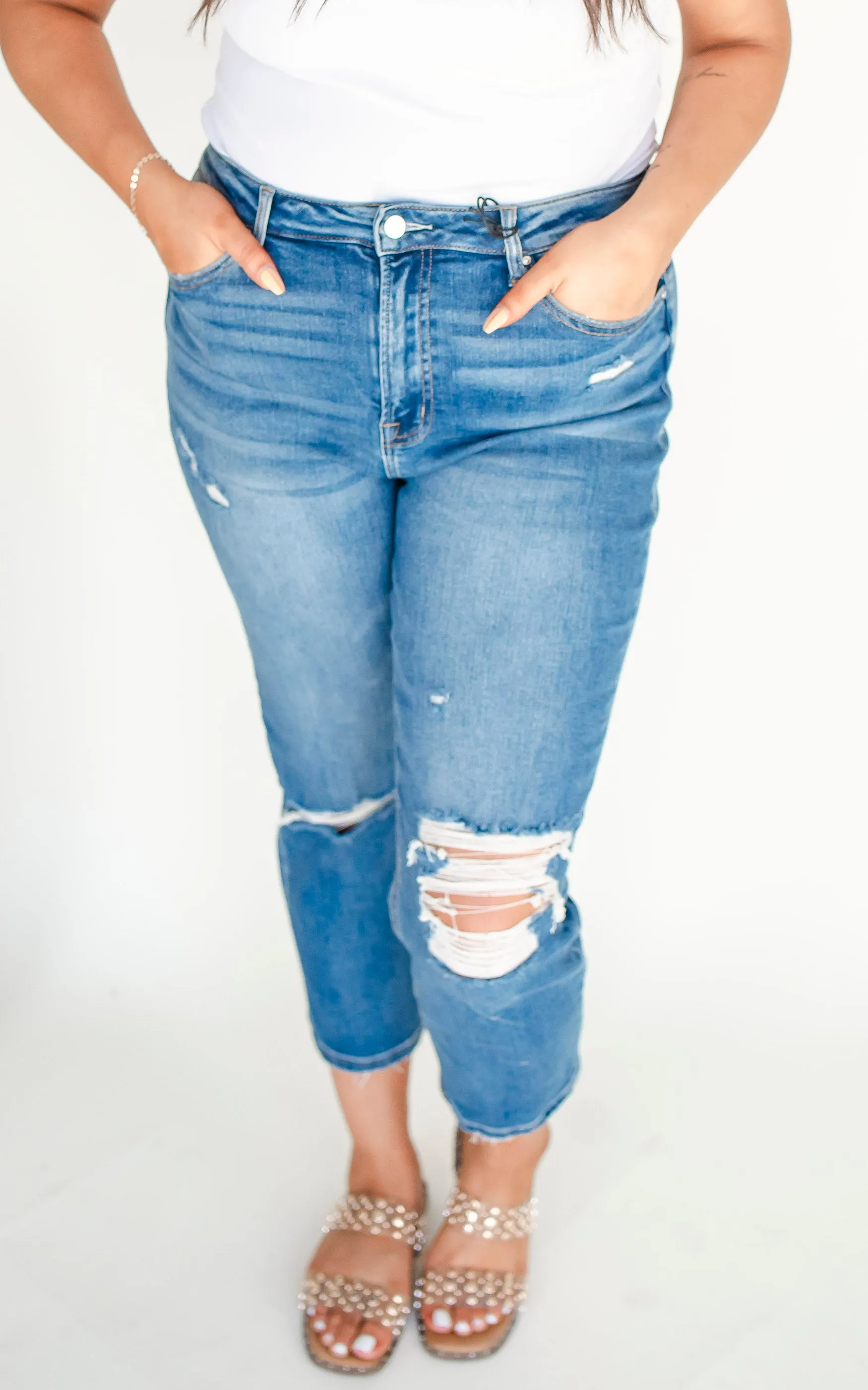 Stretch Super High Rise Mom Denim Jean - Mica*