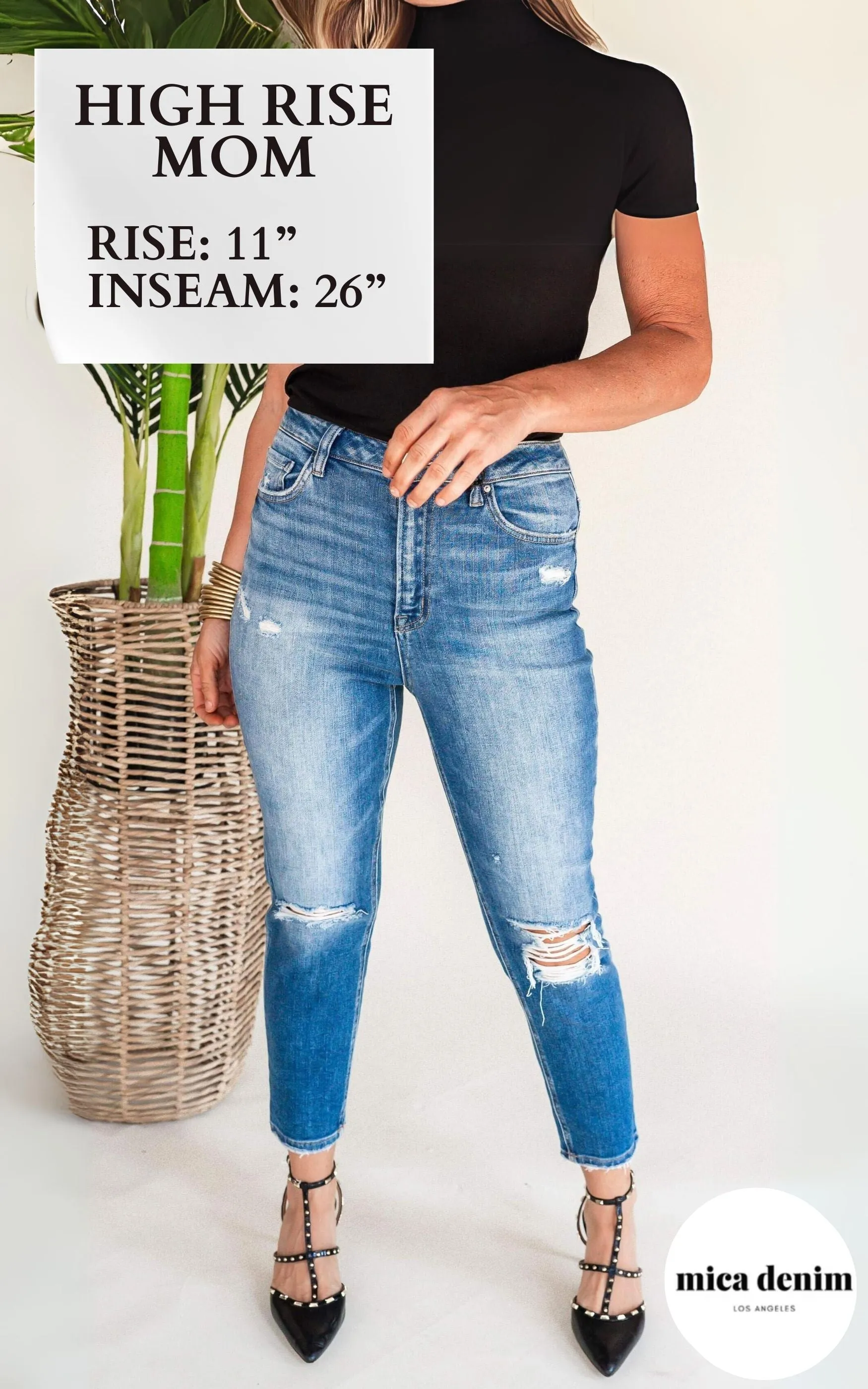 Stretch Super High Rise Mom Denim Jean - Mica*