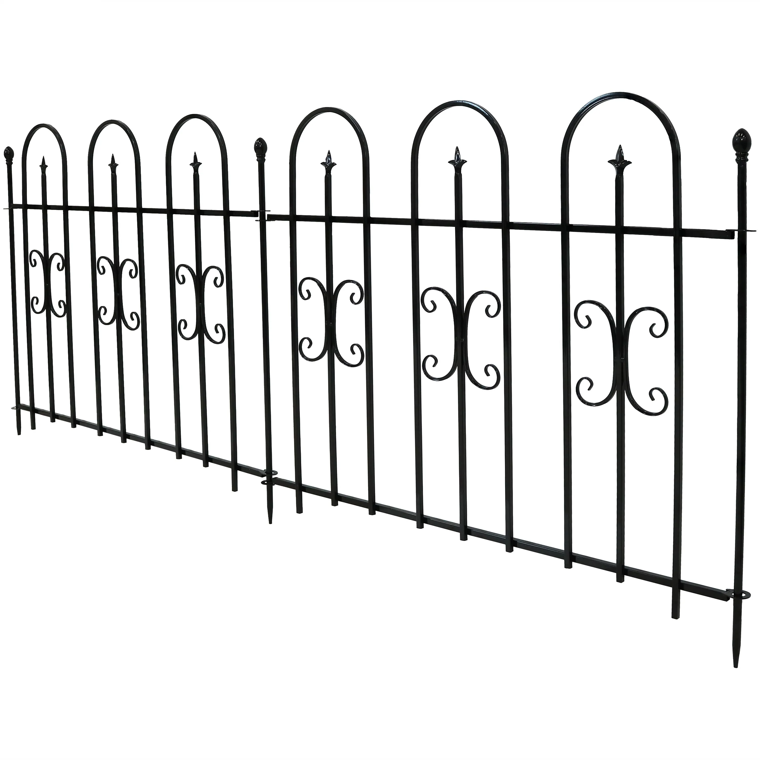 Sunnydaze 2-Piece Decorative Finial Border Fence - 8' Overall