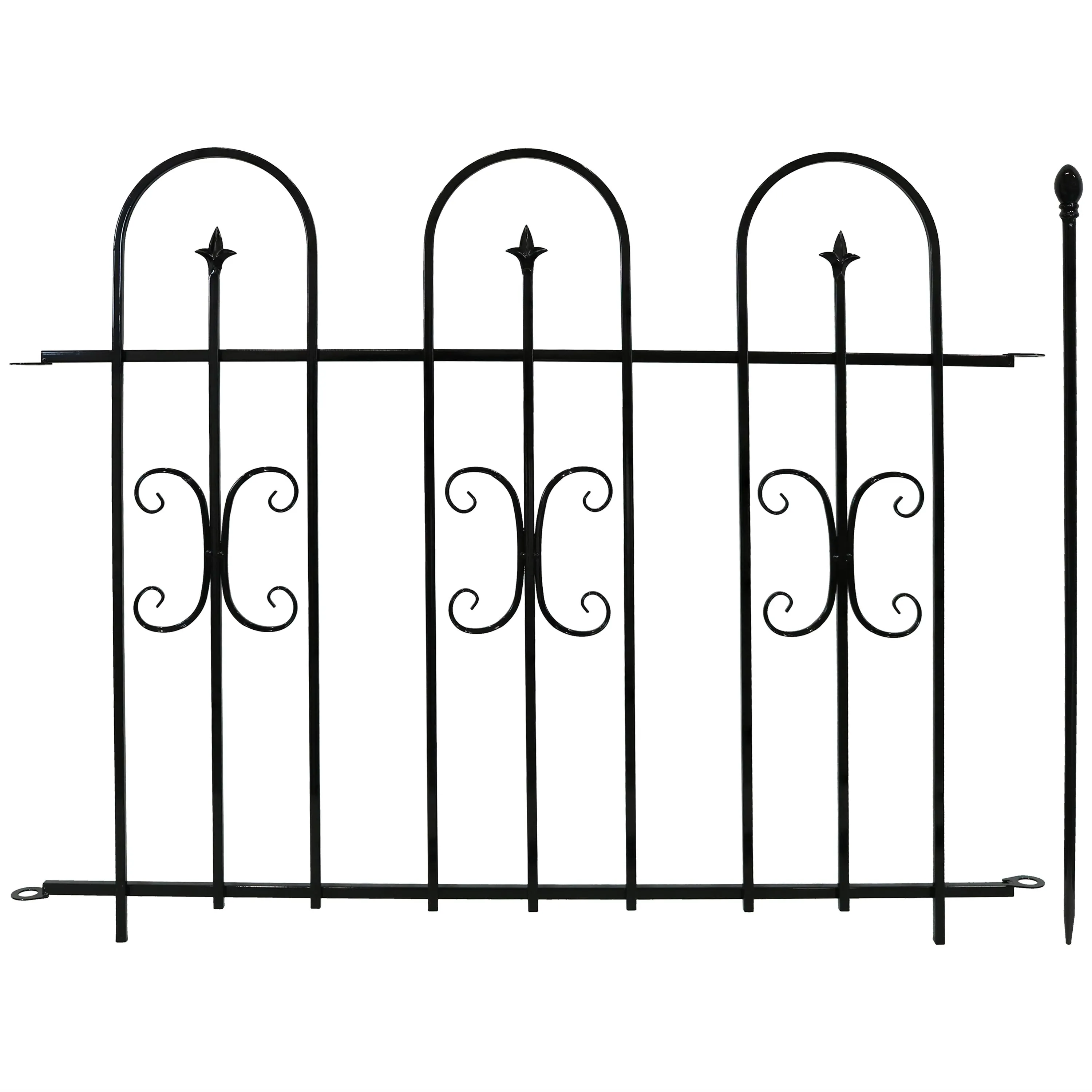 Sunnydaze 2-Piece Decorative Finial Border Fence - 8' Overall