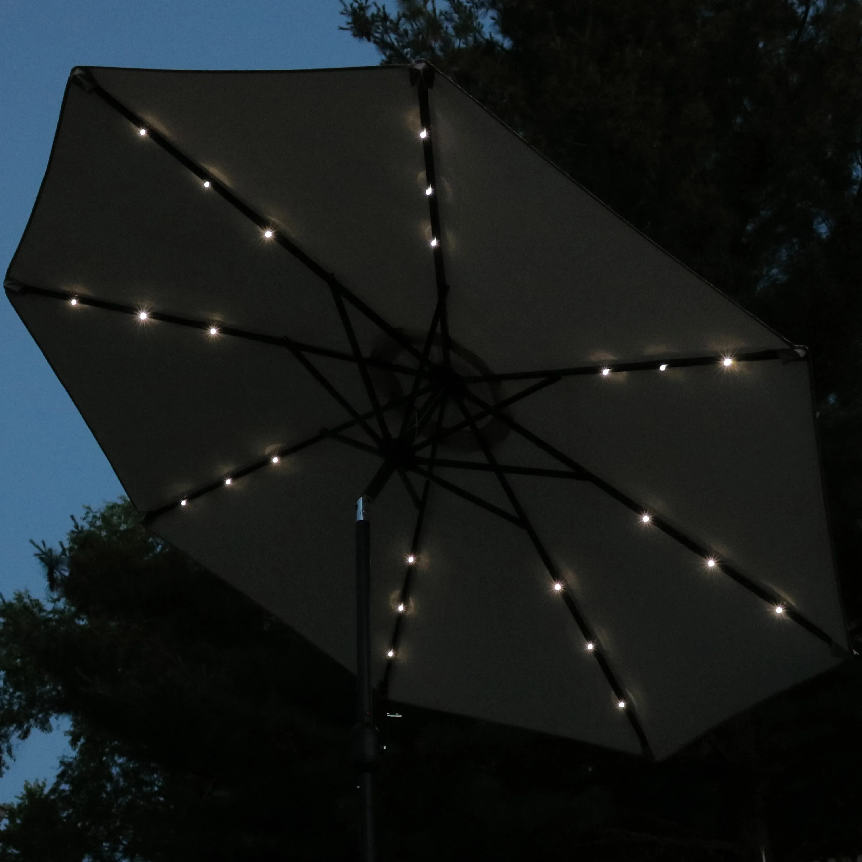 Sunnydaze 9' Solar LED Outdoor Patio Umbrella with Tilt and Crank