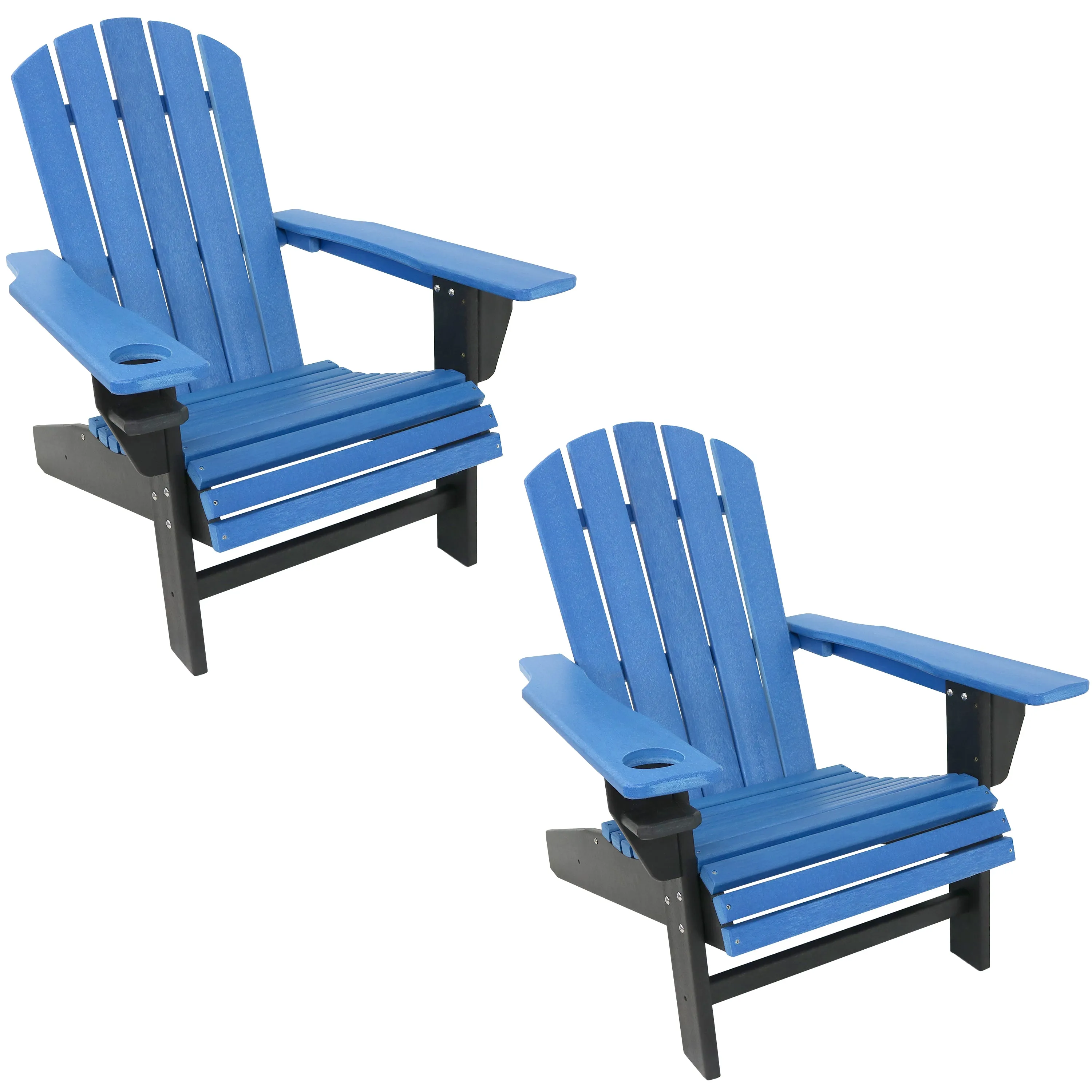 Sunnydaze All-Weather 2-Tone Outdoor Adirondack Chair with Cup Holder