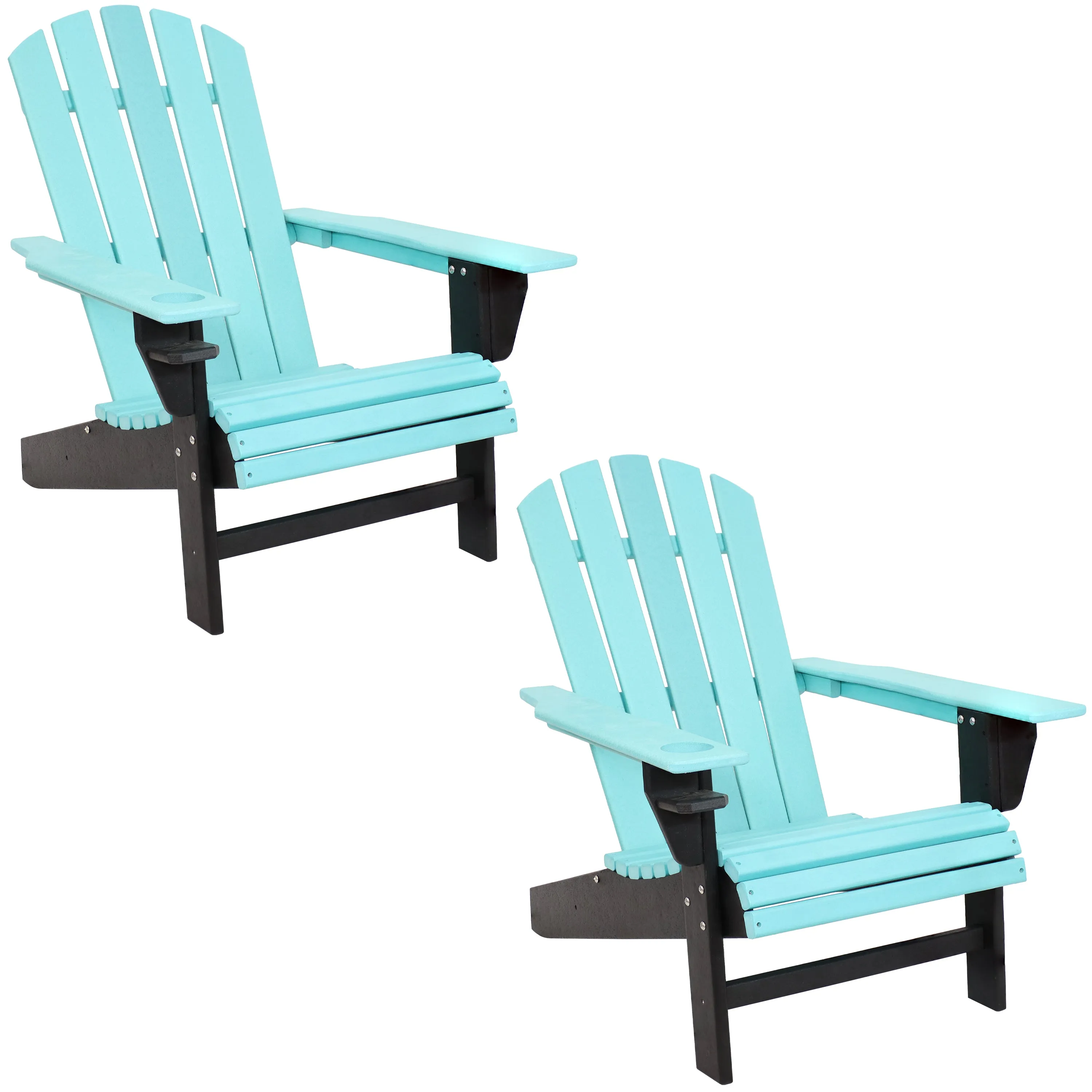 Sunnydaze All-Weather 2-Tone Outdoor Adirondack Chair with Cup Holder