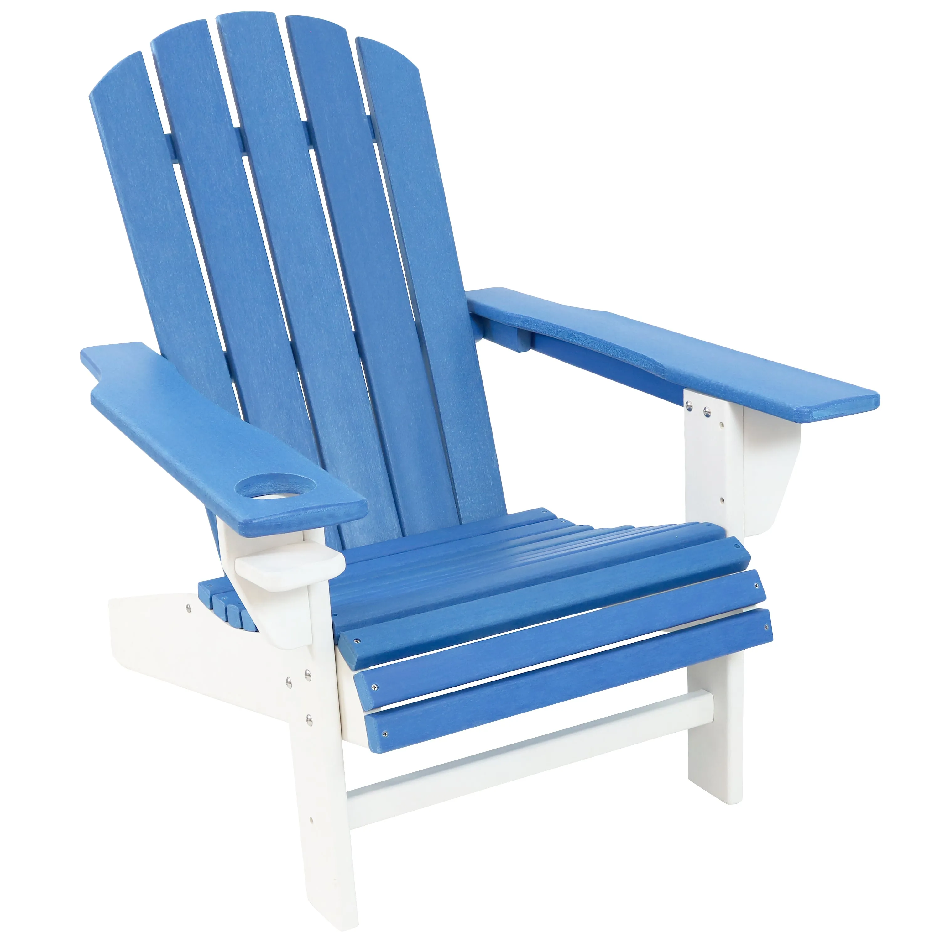 Sunnydaze All-Weather 2-Tone Outdoor Adirondack Chair with Cup Holder