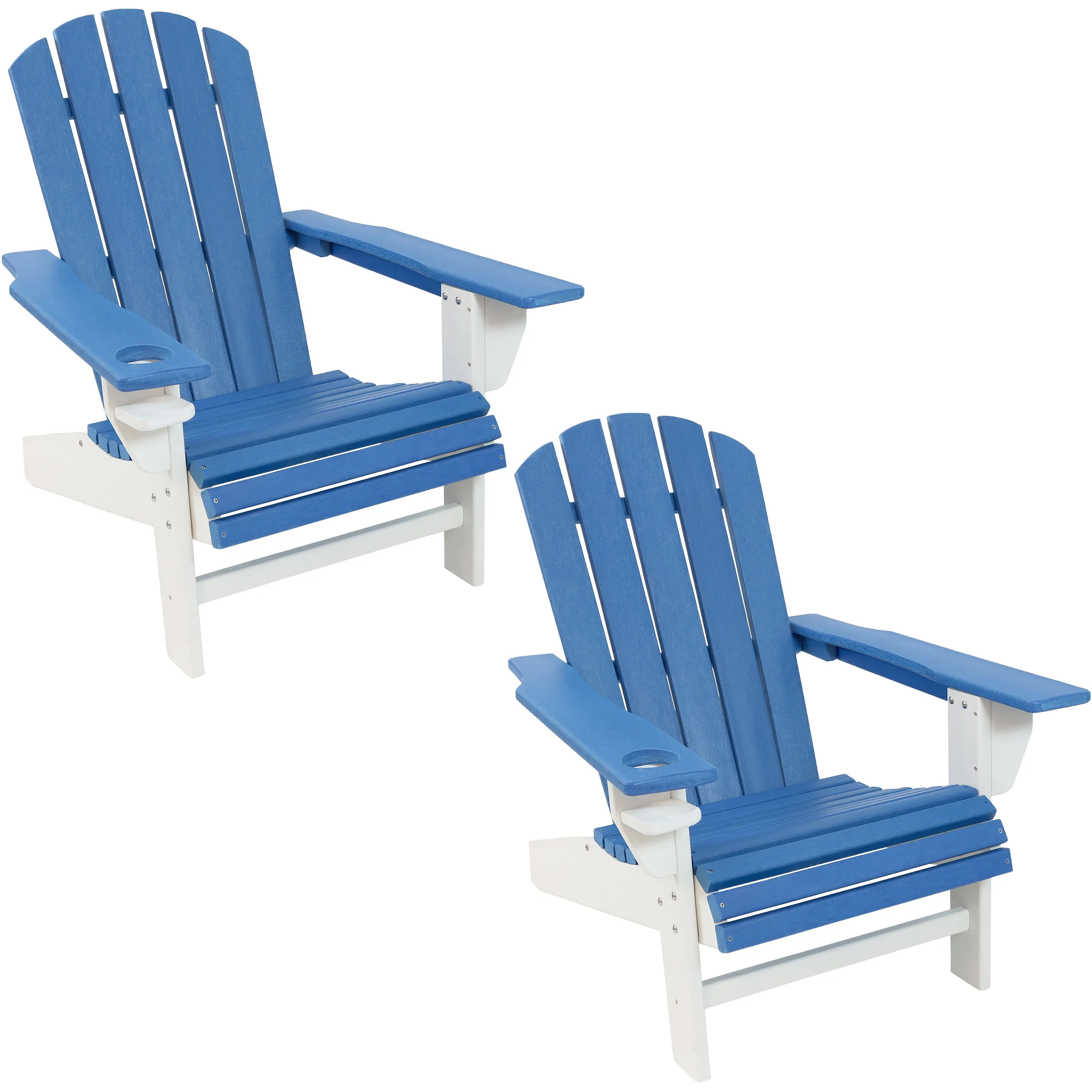 Sunnydaze All-Weather 2-Tone Outdoor Adirondack Chair with Cup Holder