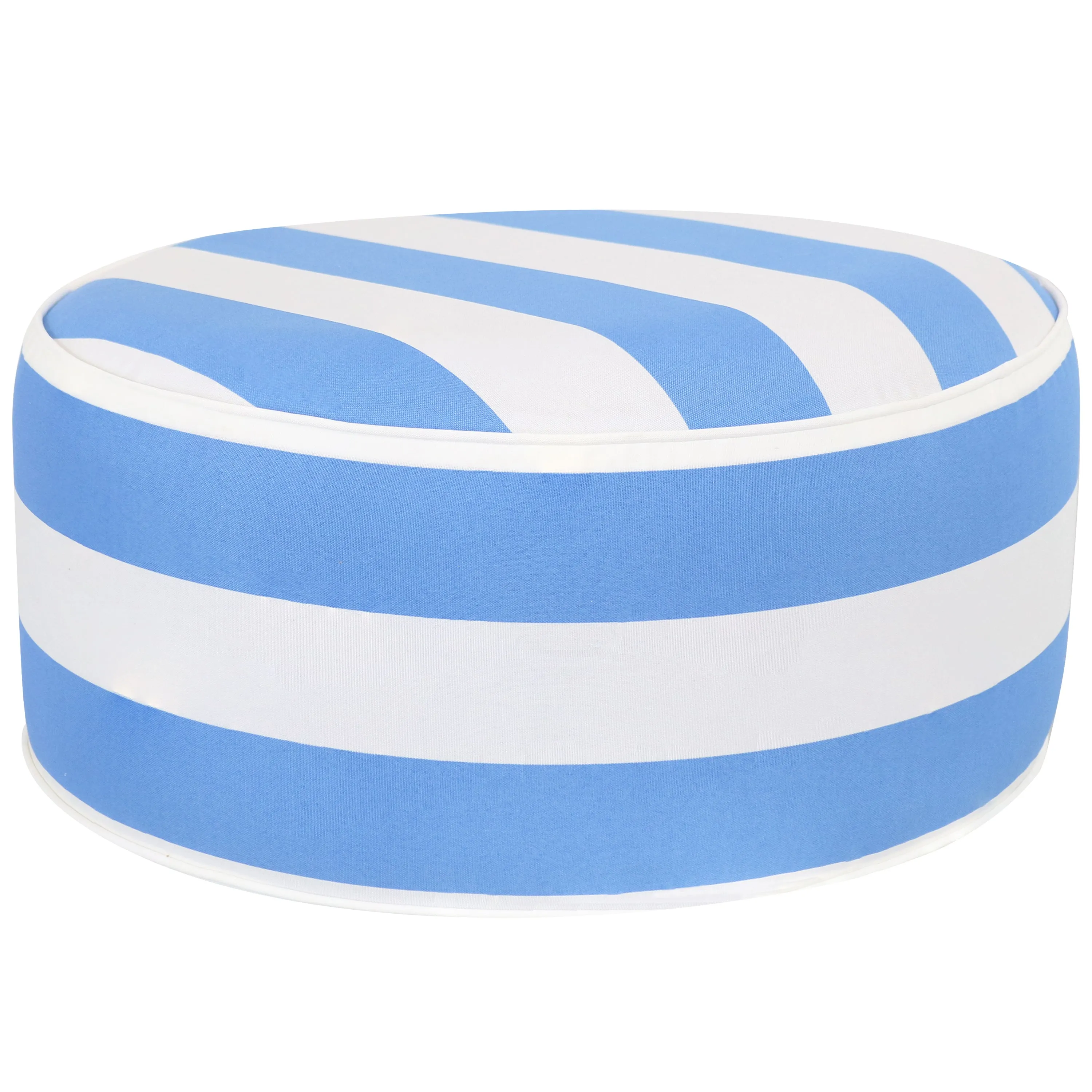 Sunnydaze All-Weather Inflatable Outdoor Ottoman - Beachbound Stripe