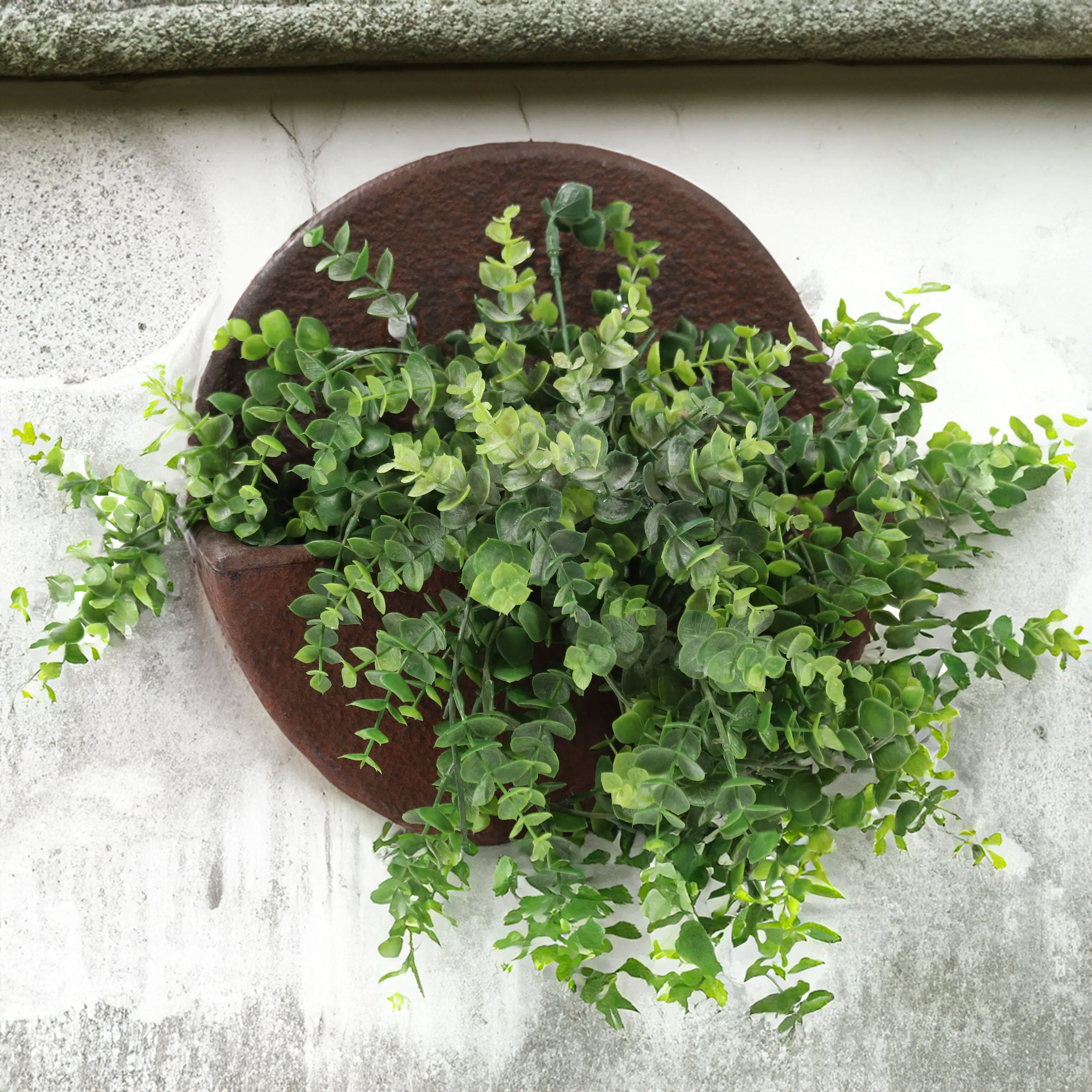 Sunnydaze Round Outdoor Wall Planter - Dark Brown - 12"