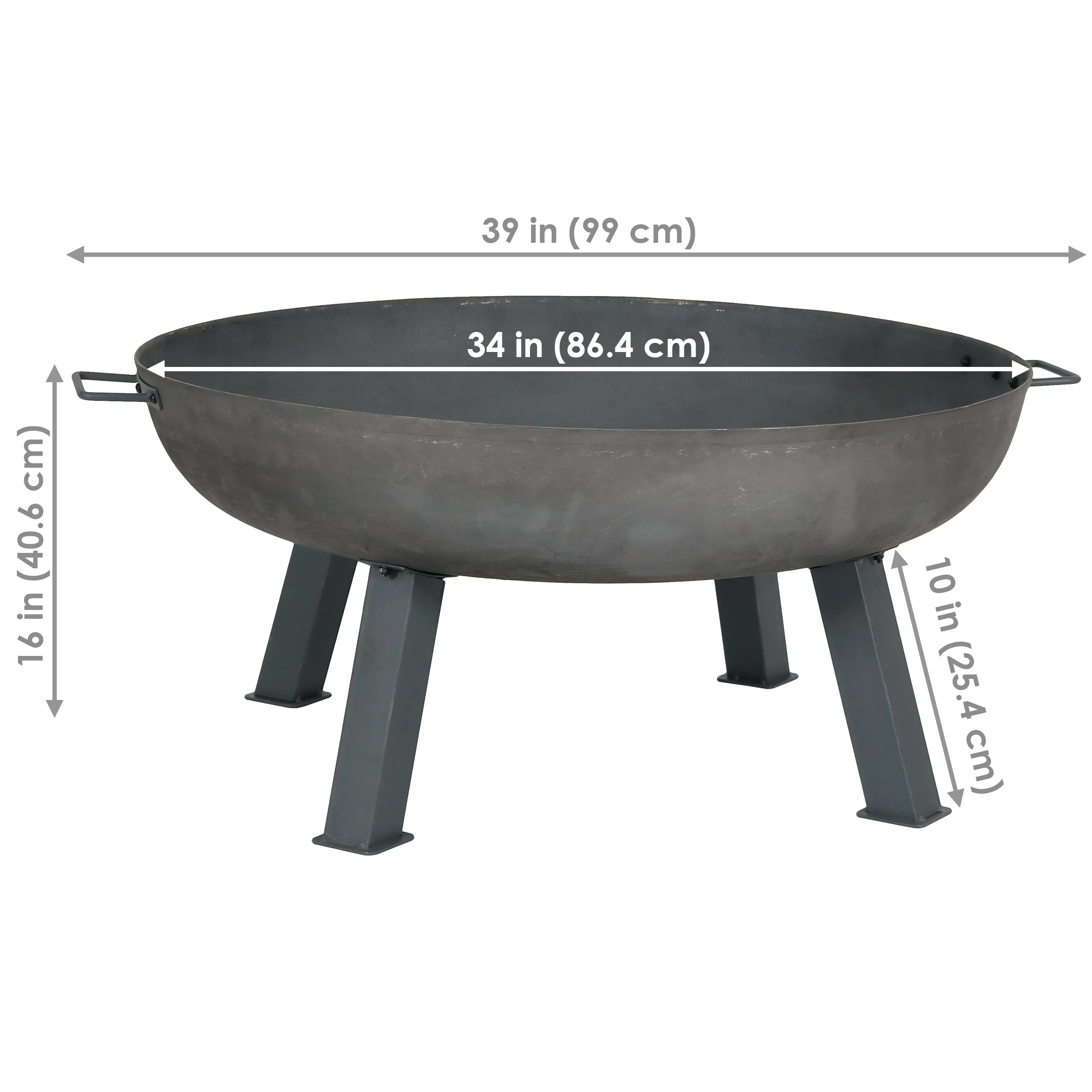 Sunnydaze Rustic Cast Iron Fire Pit Bowl with Stand