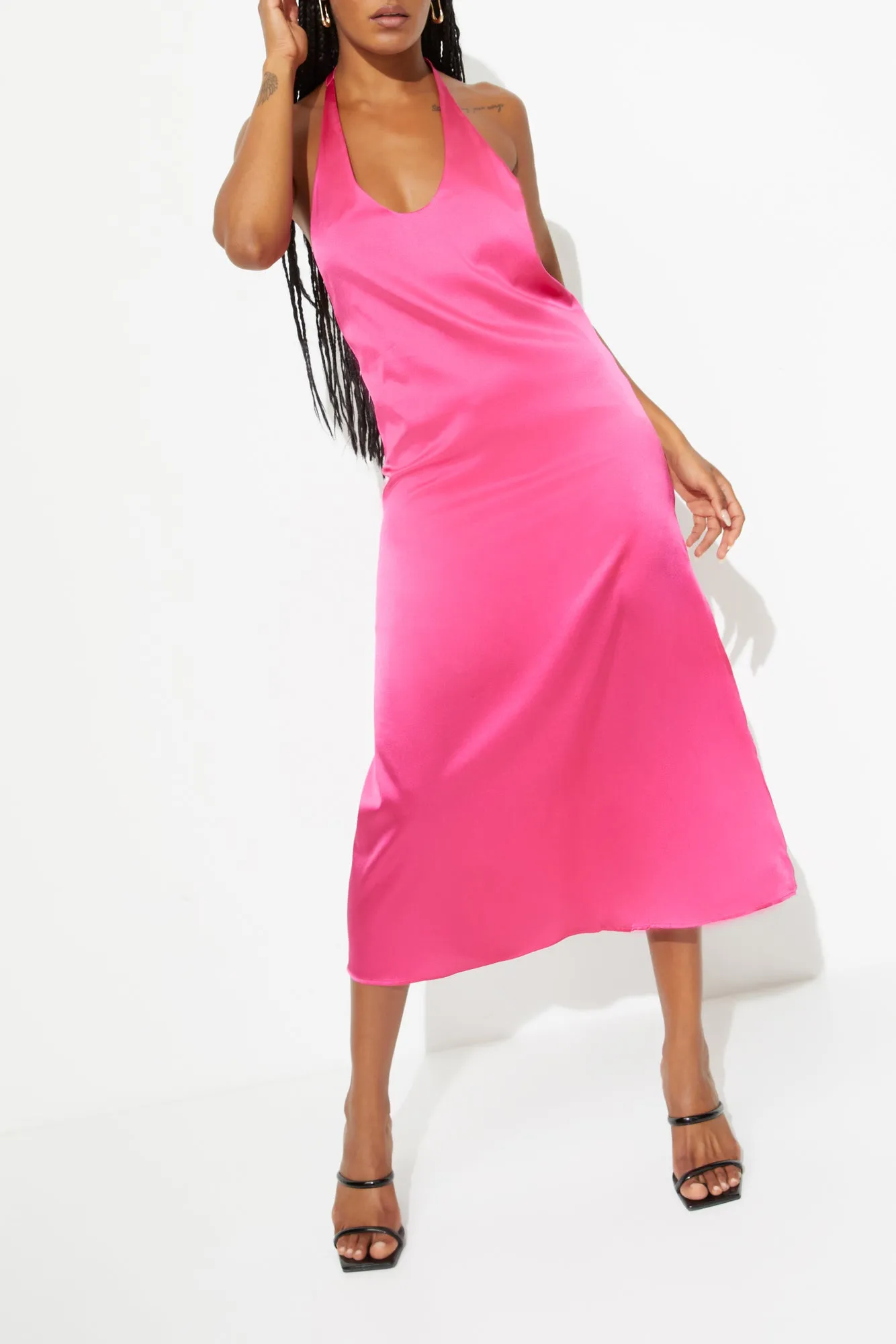 T-BOZ SLIP DRESS {HOT PINK}