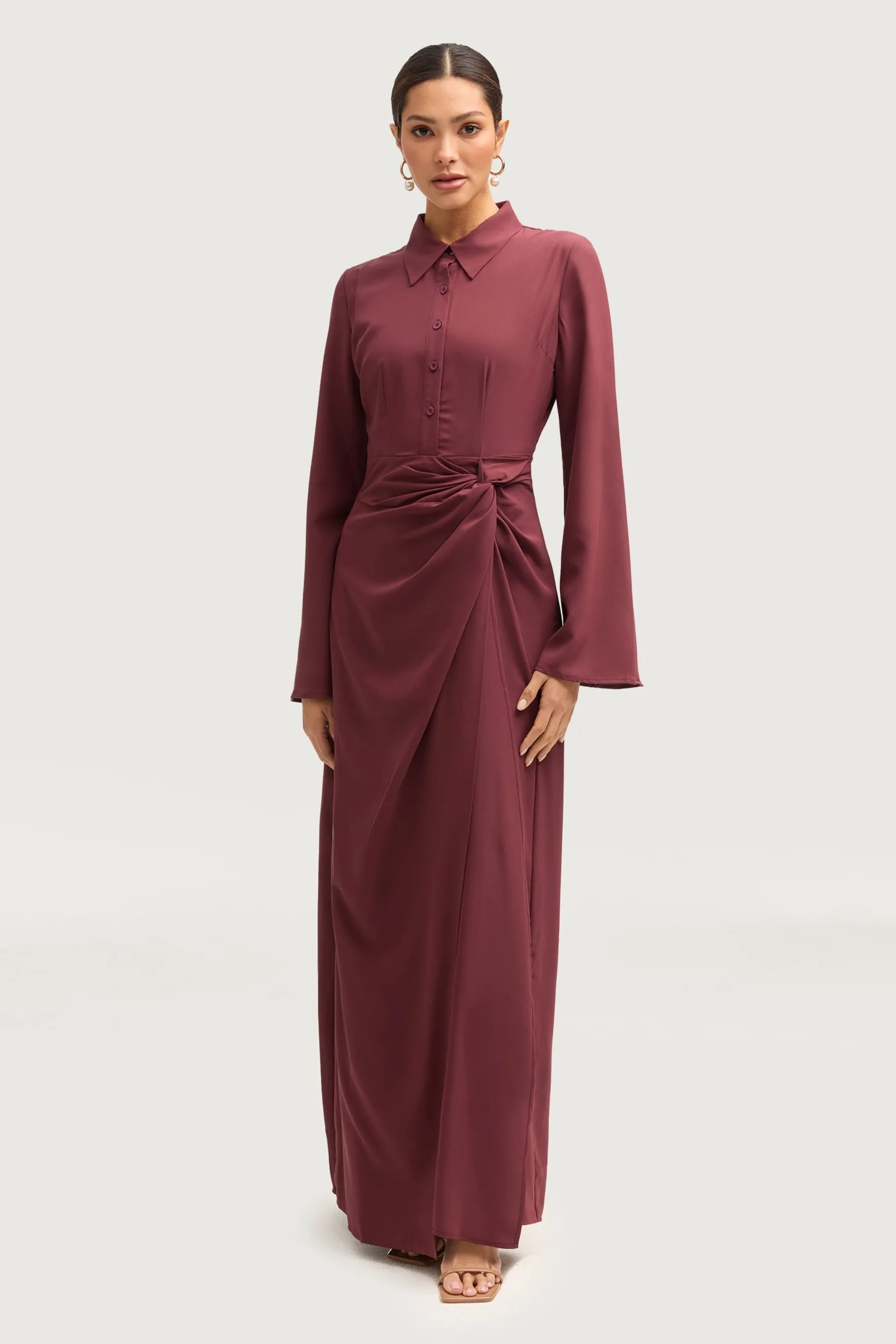 Tamara Wrap Maxi Dress - Marron