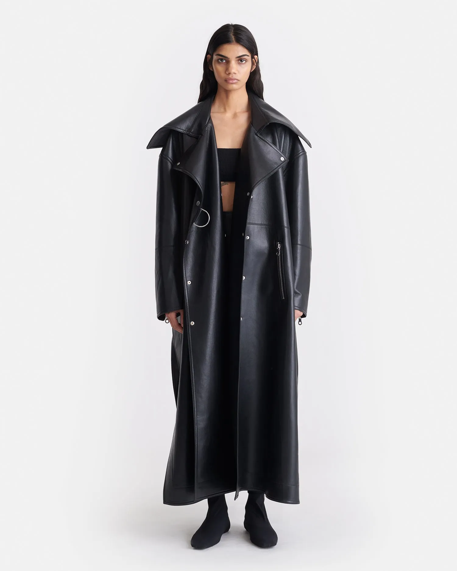 Teca - Regenerated Leather Coat - Black