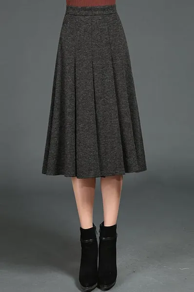 Texture pleated a line  women's winter skirt S019