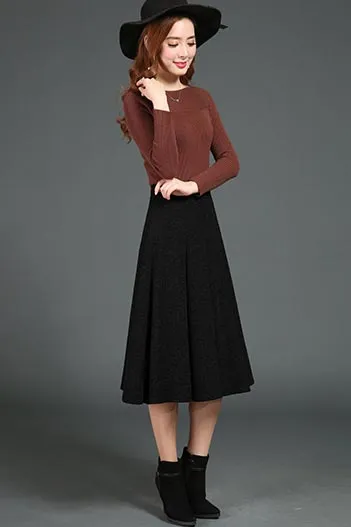 Texture pleated a line  women's winter skirt S019