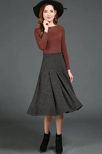 Texture pleated a line  women's winter skirt S019