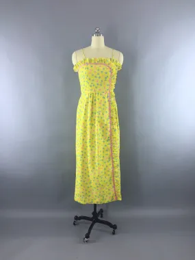 Vintage 1960s Lilly Pulitzer Dress / The Lilly Yellow Floral Print Maxi Dress