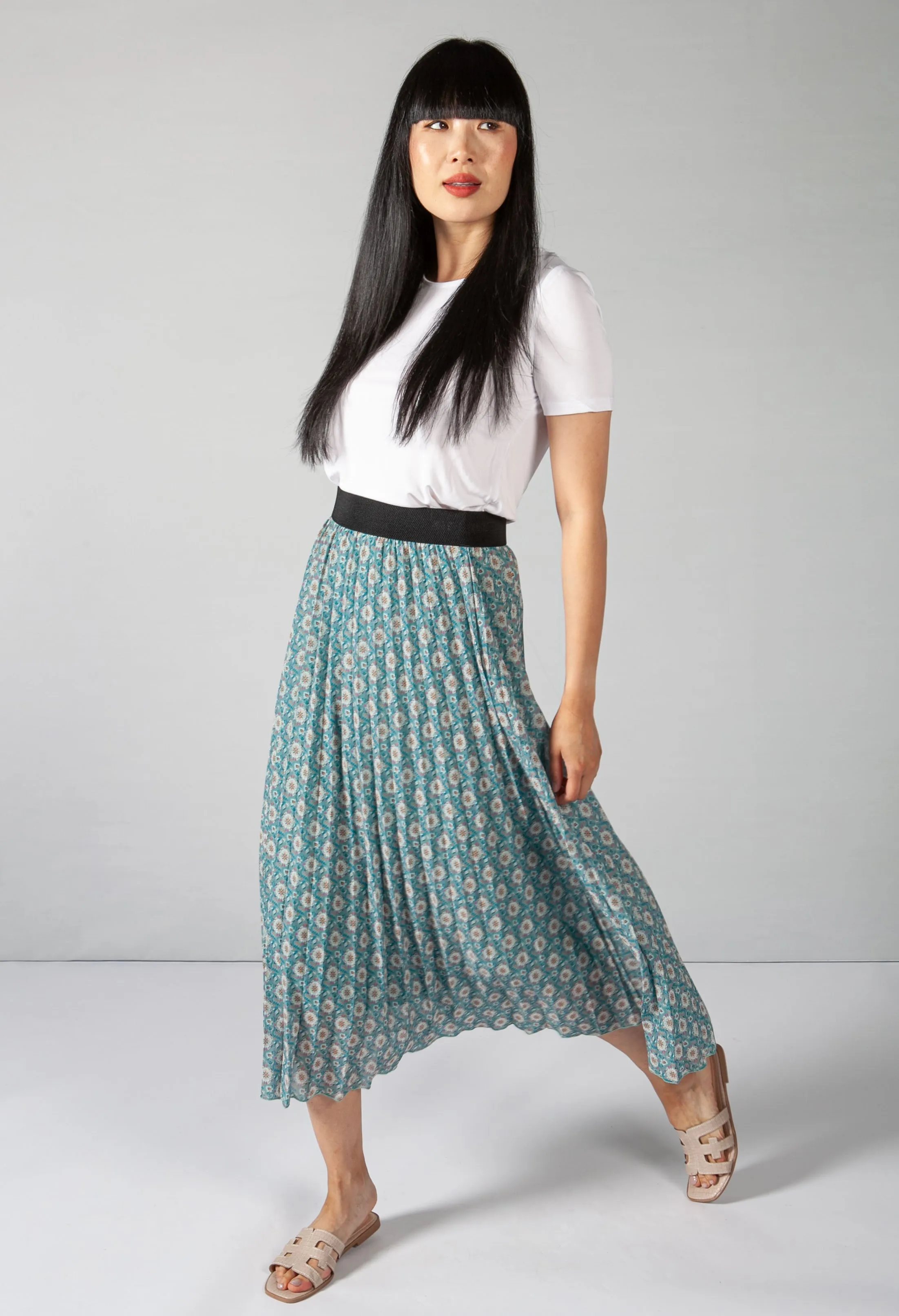 Vintage Print Mint Skirt