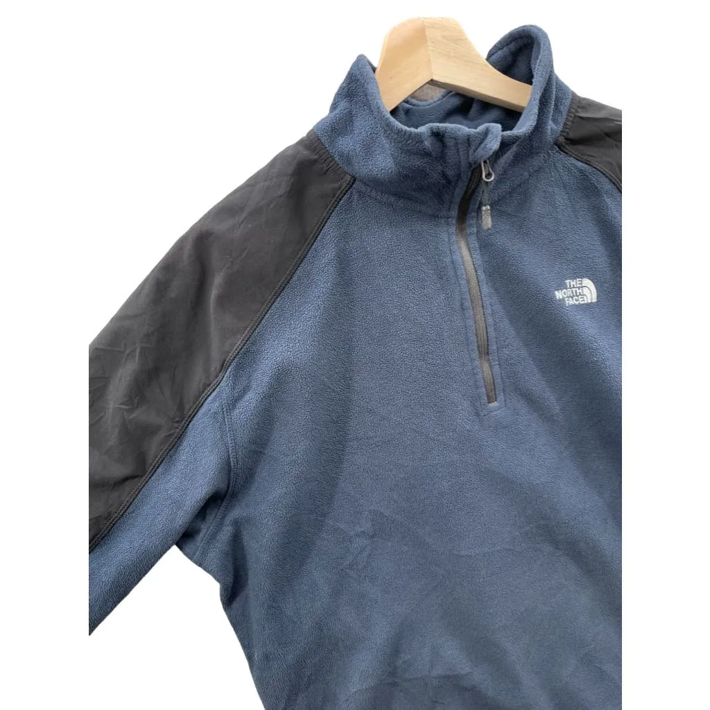 Vintage The North Face Men's Navy Two-Tone 1/4 Zip Fleece Pullover