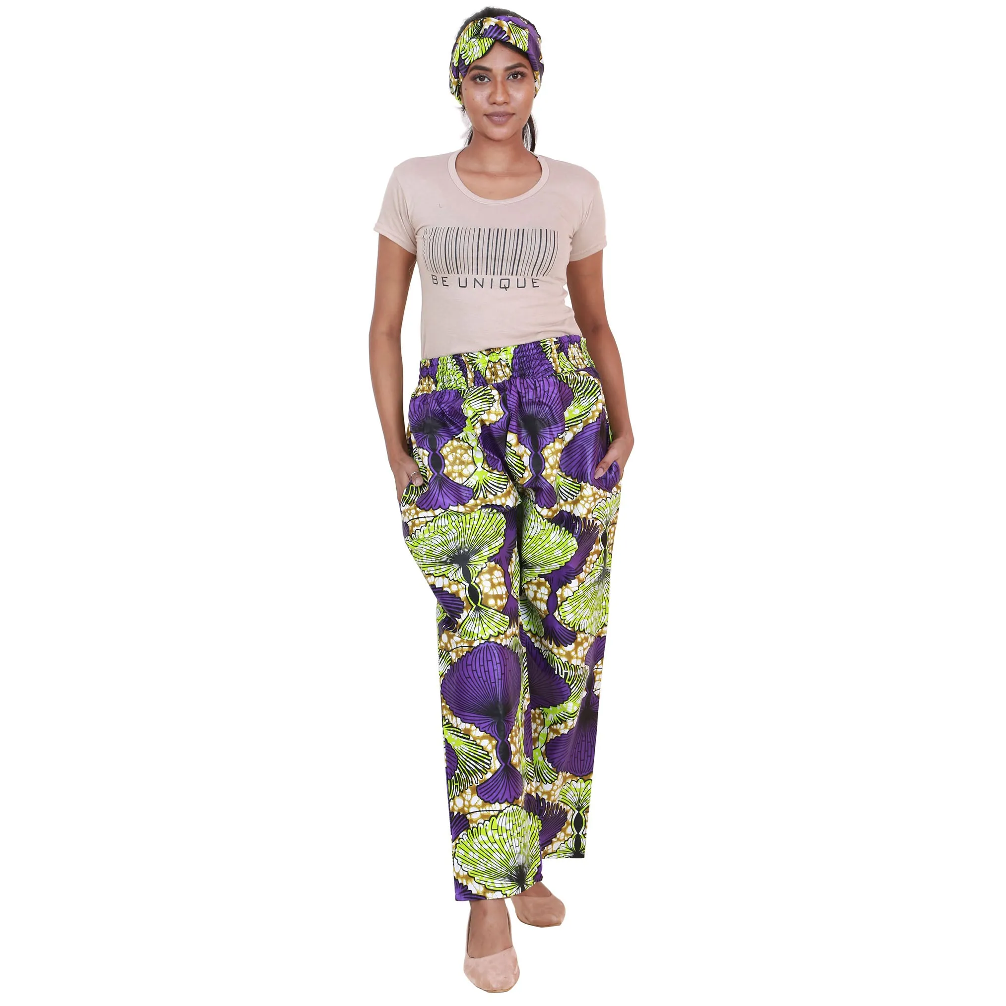 Women's African Printed Pant with Matching Scarf - FI-83