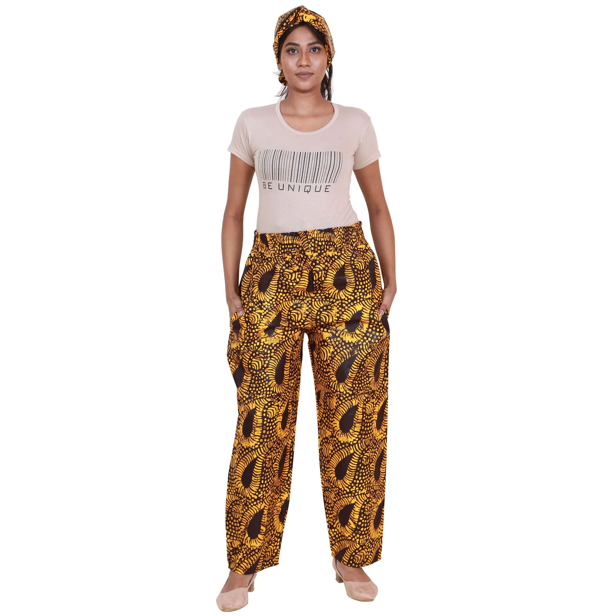 Women's African Printed Pant with Matching Scarf - FI-83