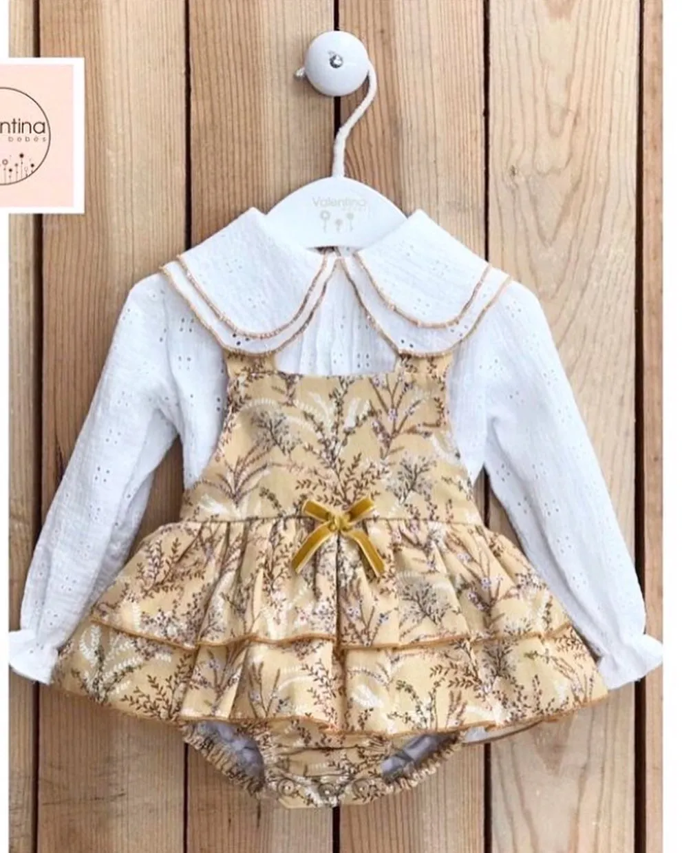 Yellow Floral Overall Bloomers Set